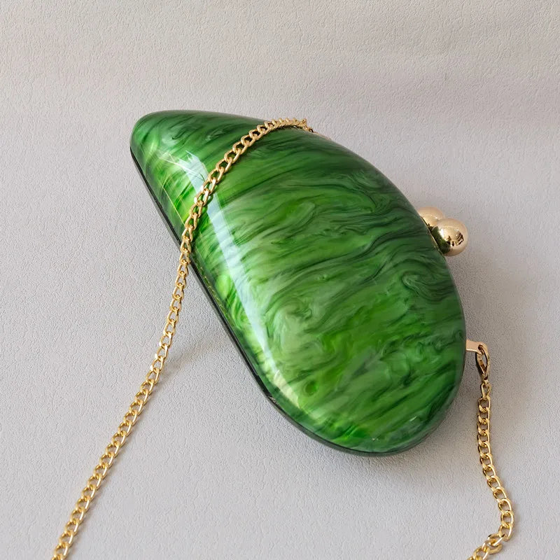 Maison Maryim Green Acrylic Box Clutch — close-up detail — handbag
