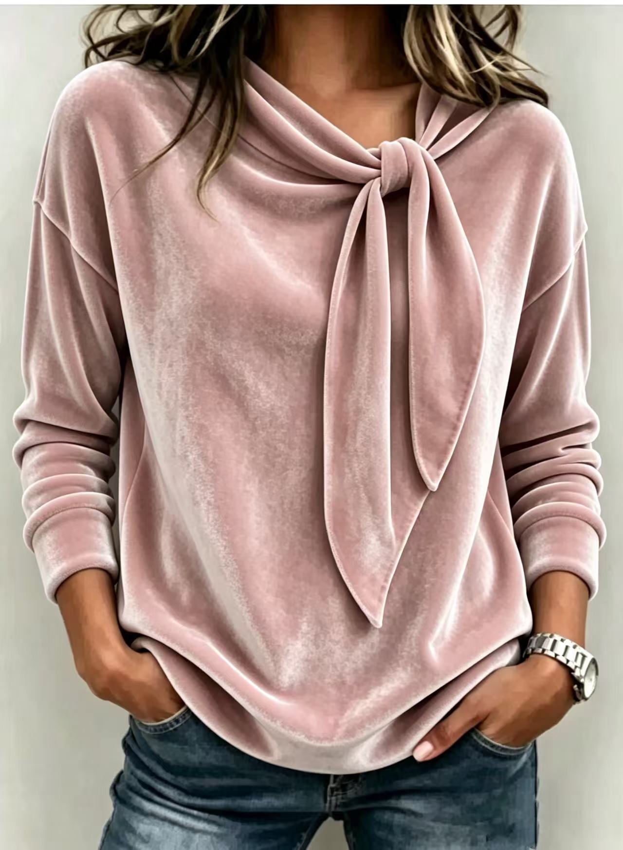 Maison Maryim Bow-Tie Long Sleeve Top — full outfit view — top
