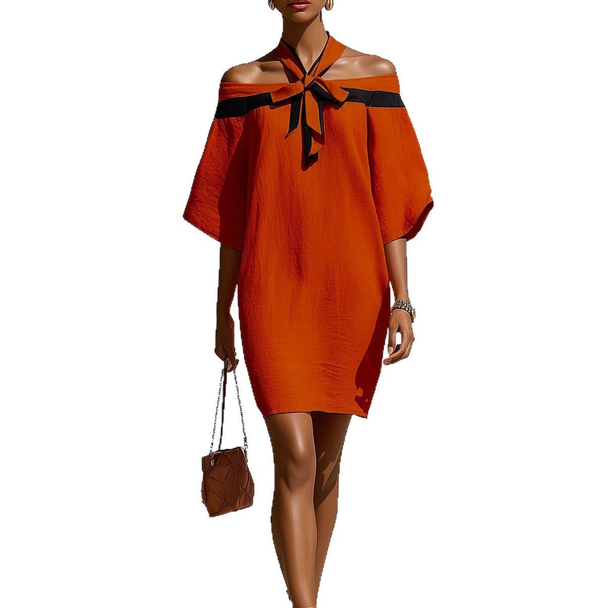 Maison Maryim One-Shoulder Bow Dress — front view — dress