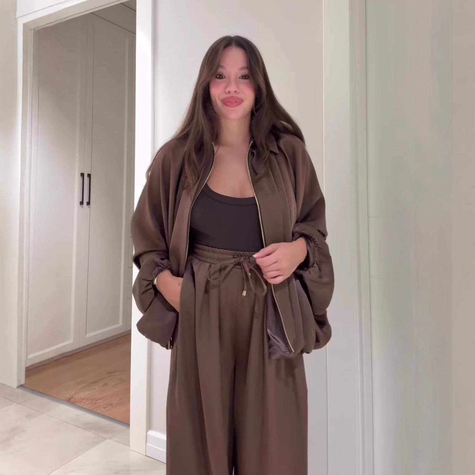 Maison Maryim Flip Collar Two-Piece Set — side view — two-piece set