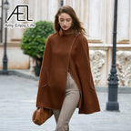 Maison Maryim Cape-Sleeve Wool Poncho Coat