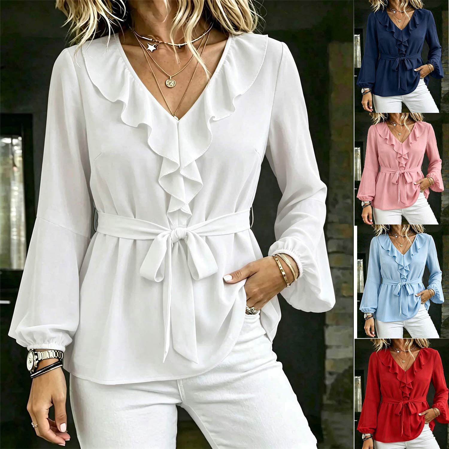 Maison Maryim Ruffle Tie-Waist Blouse — side view — top