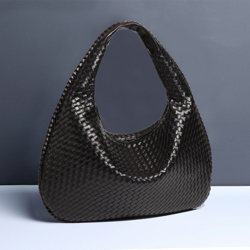 Maison Maryim Luxury Crescent Woven Shoulder Bag for Women — side view — handbag