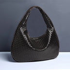 Maison Maryim Luxury Crescent Woven Shoulder Bag for Women — side view — handbag