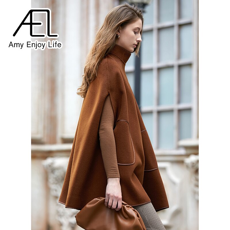 Maison Maryim Cape-Sleeve Wool Poncho Coat