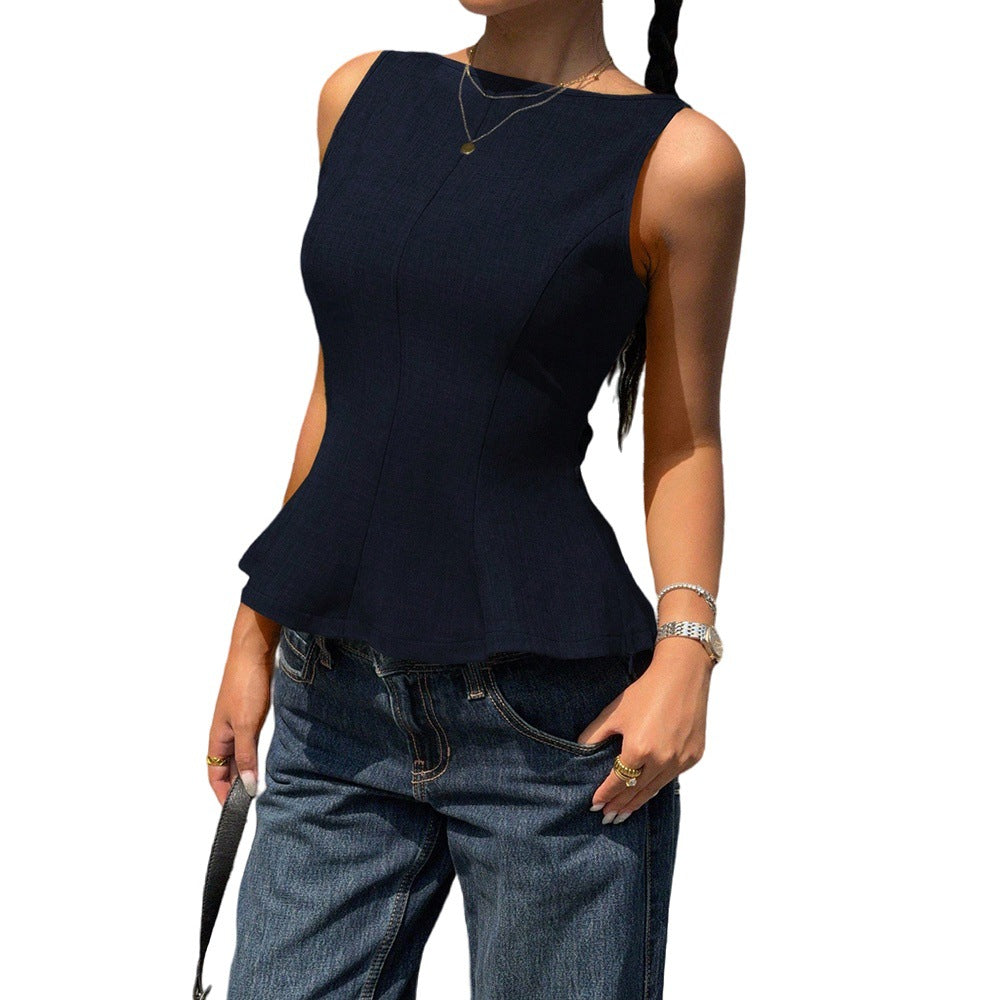 Maison Maryim Backless Bow-Tie Top — back view — top