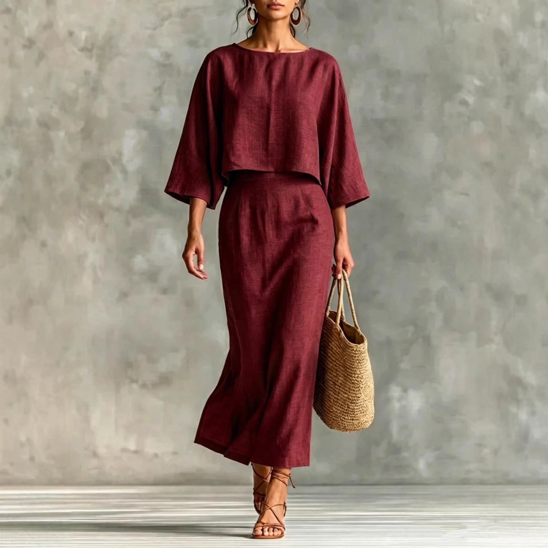 Maison Maryim High-Waist Midi Skirt Two-Piece Set — styled view — two-piece set