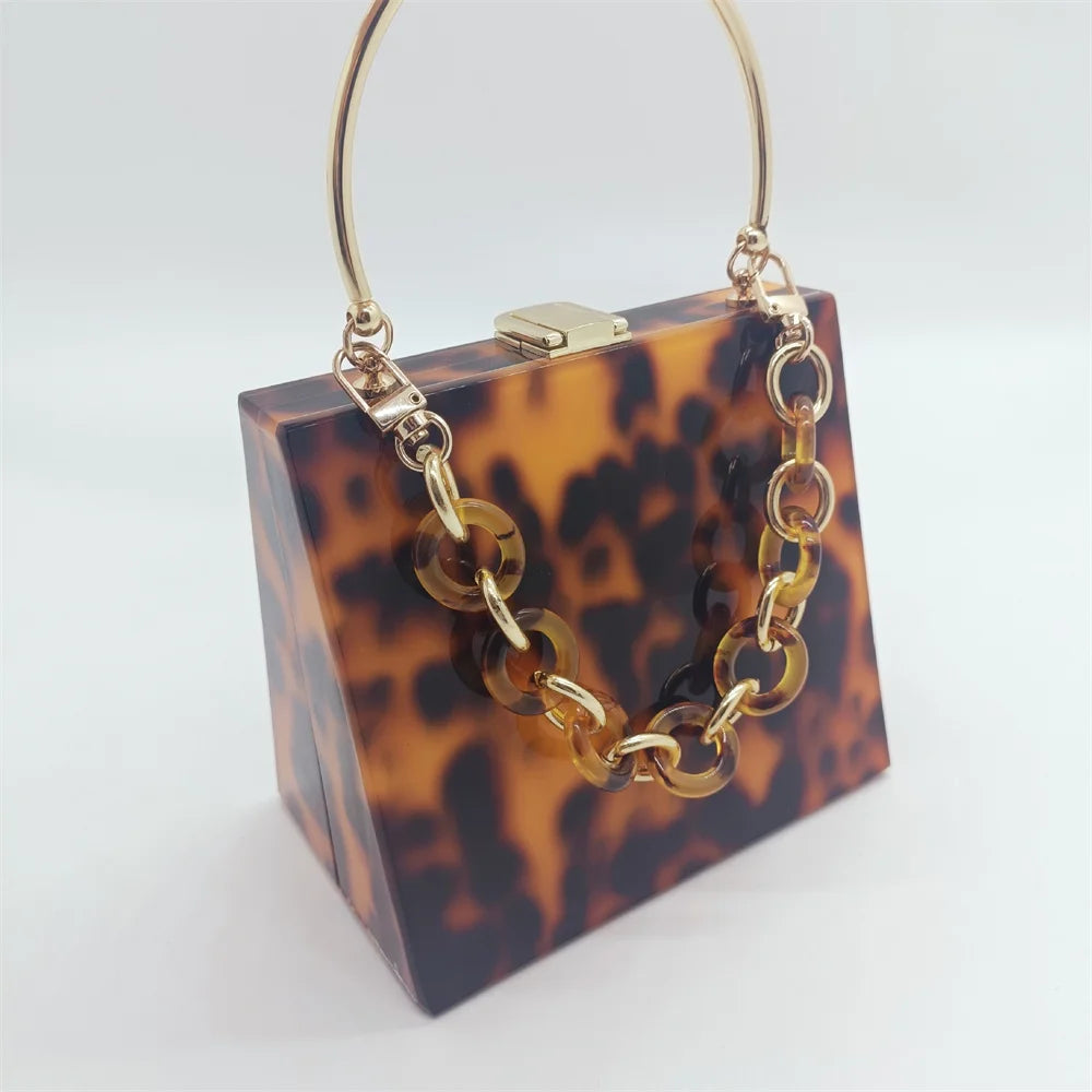 Maison Maryim Leopard Acrylic Evening Clutch