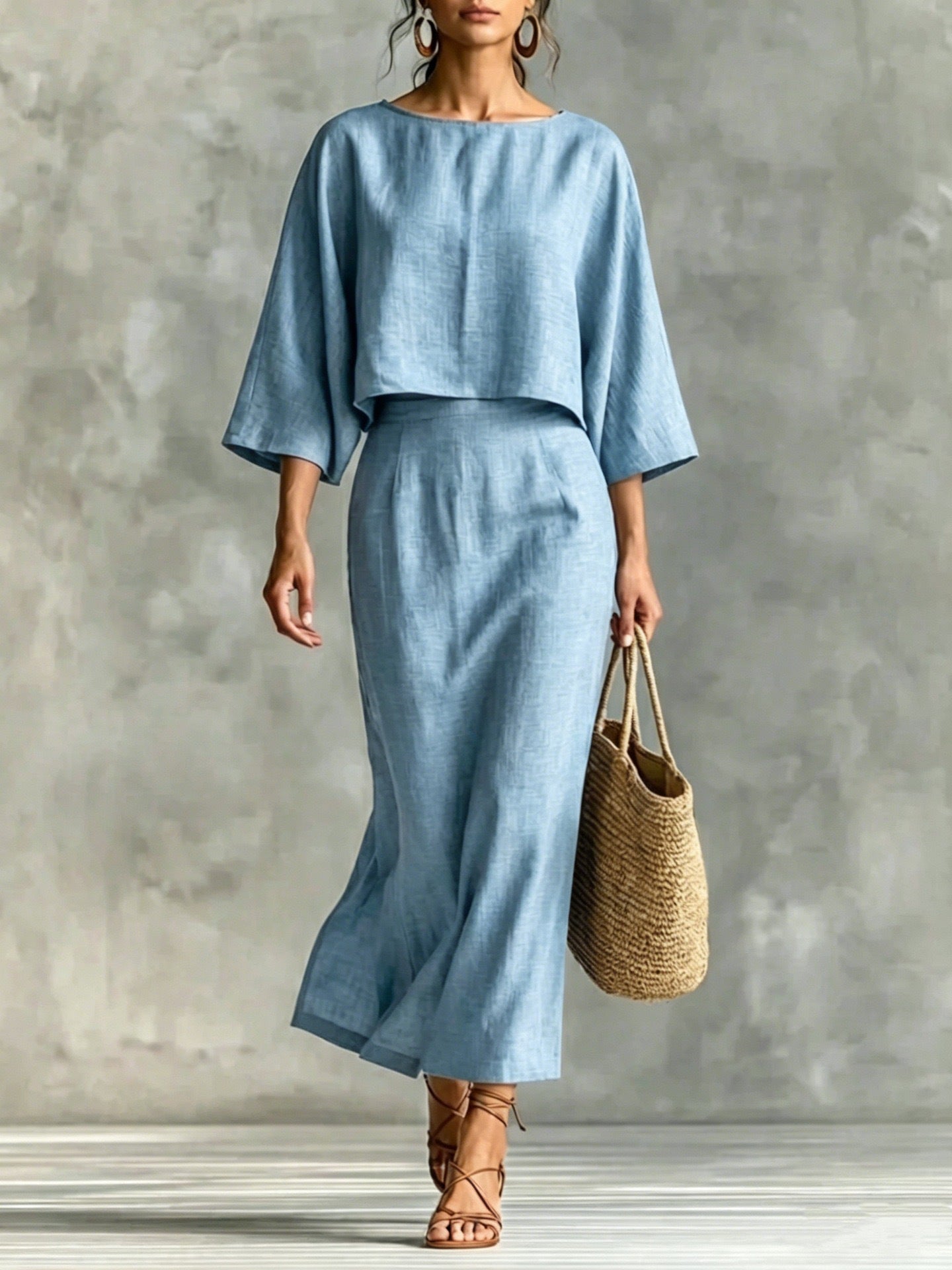 Maison Maryim High-Waist Midi Skirt Two-Piece Set — detail view — two-piece set