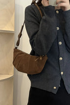 Maison Maryim Luxury Suede Croissant Shoulder Bag — detail view — handbag