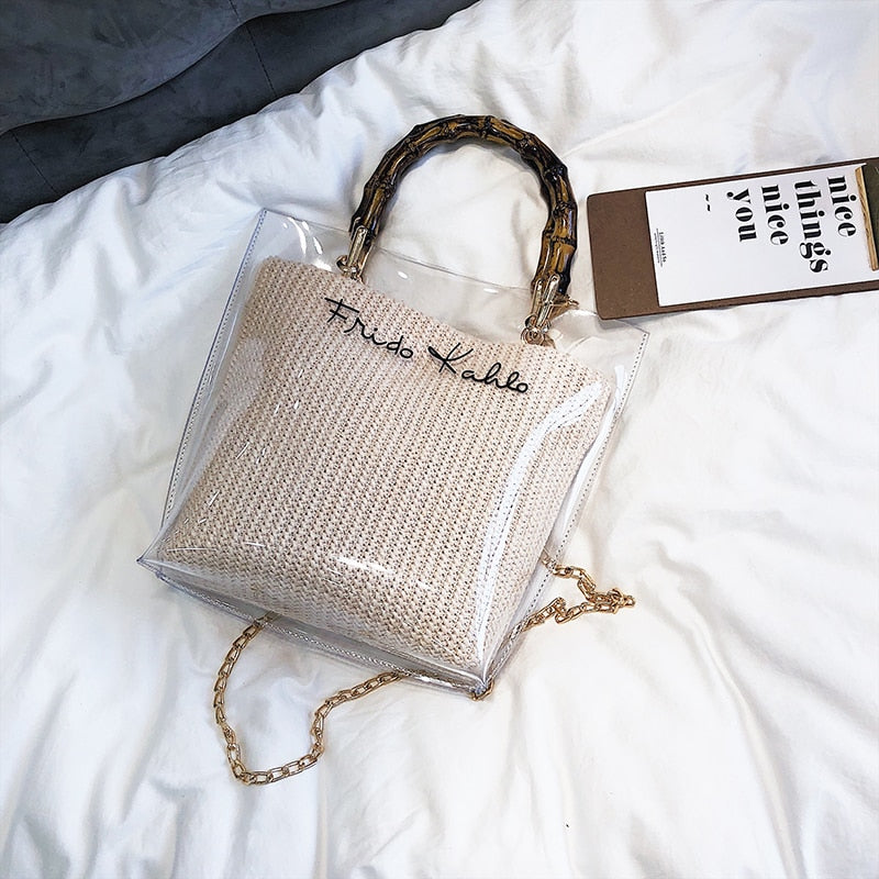Maison Maryim Transparent Beach Tote — side view — tote