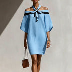Maison Maryim One-Shoulder Bow Dress — detail view — dress