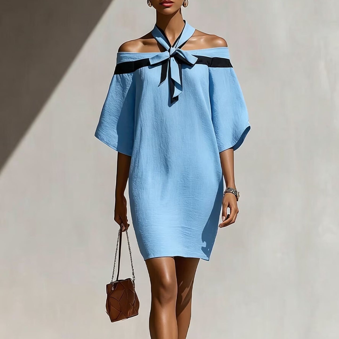 Maison Maryim One-Shoulder Bow Dress — detail view — dress