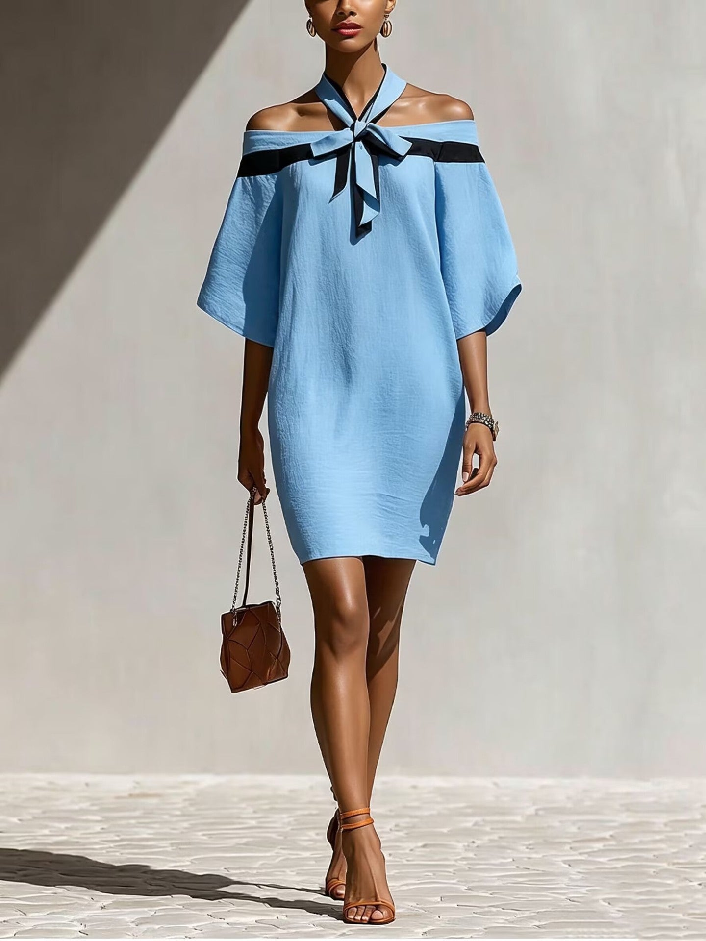 Maison Maryim One-Shoulder Bow Dress — angle view — dress