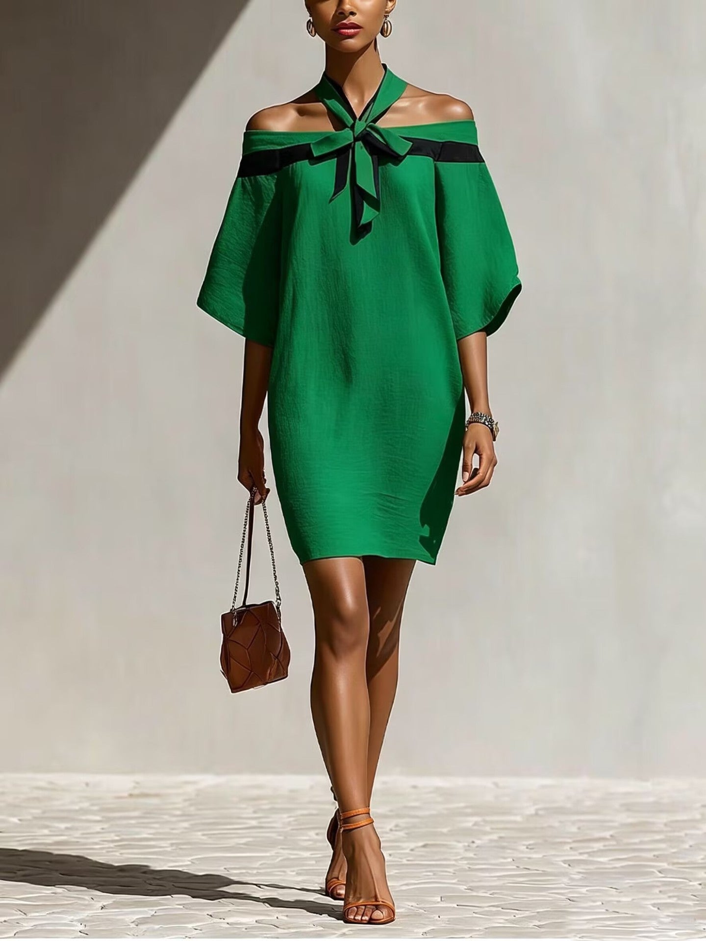 Maison Maryim One-Shoulder Bow Dress — interior view — dress