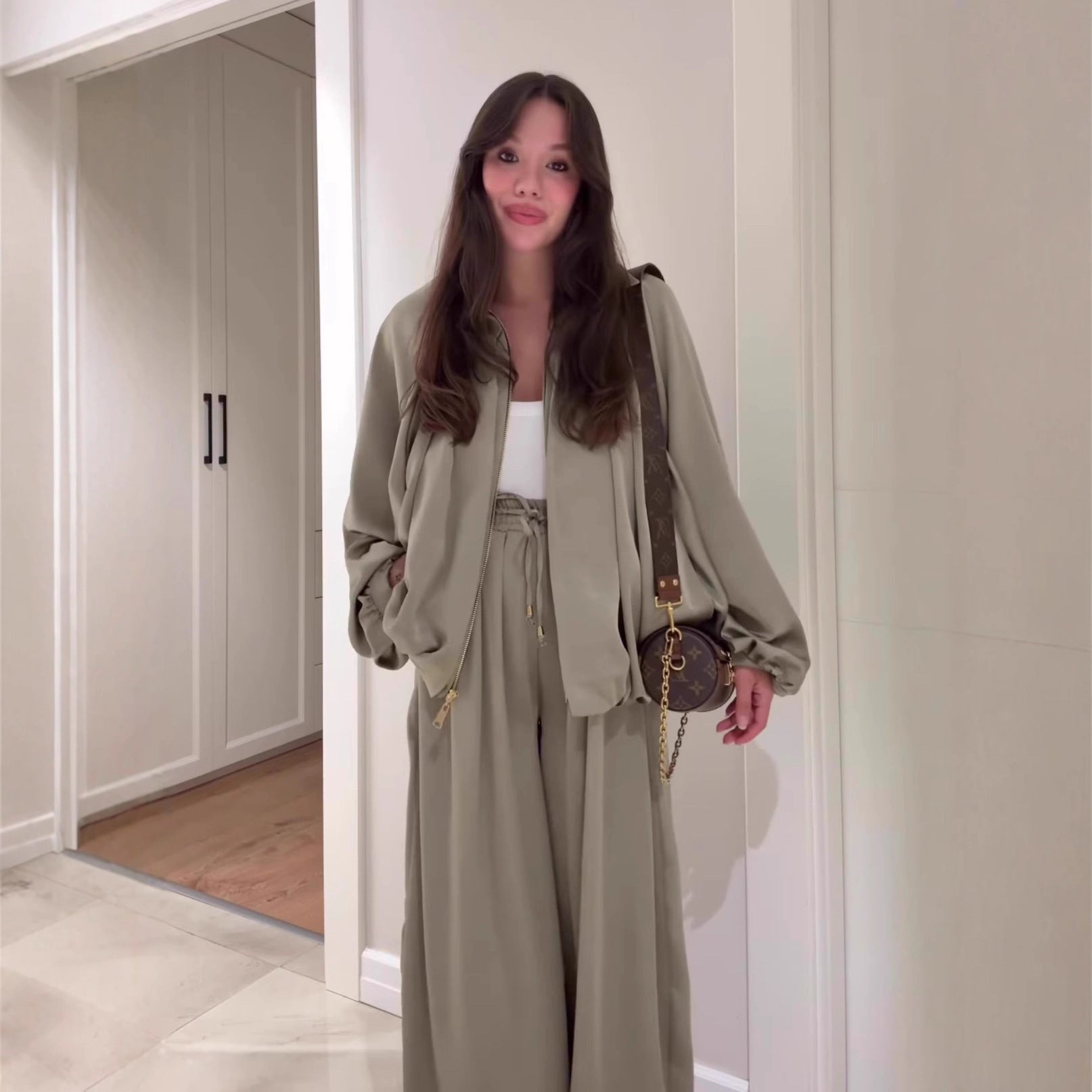 Maison Maryim Flip Collar Two-Piece Set — back view — two-piece set