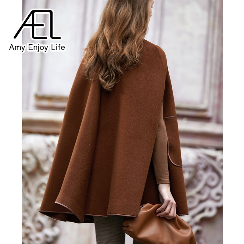 Maison Maryim Cape-Sleeve Wool Poncho Coat