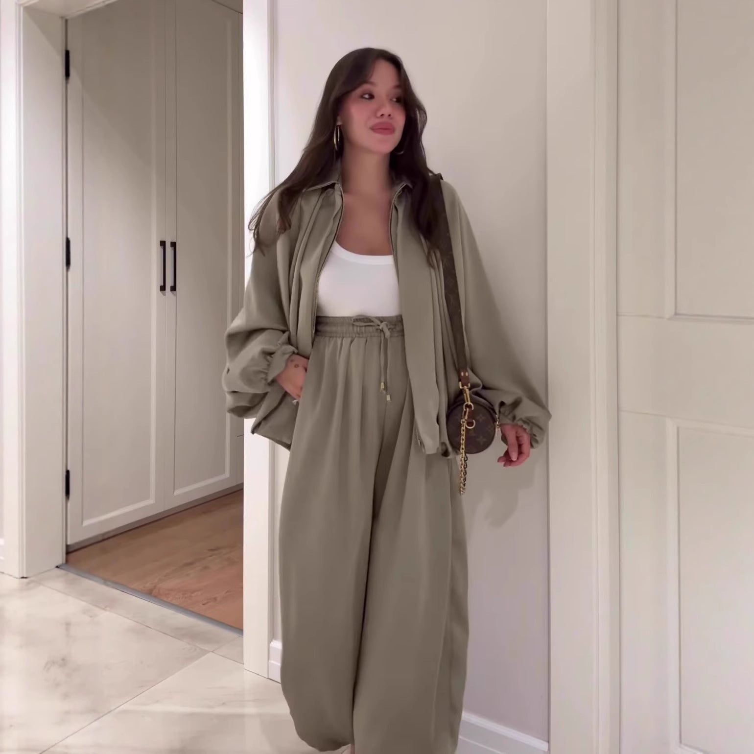 Maison Maryim Flip Collar Two-Piece Set — detail view — two-piece set