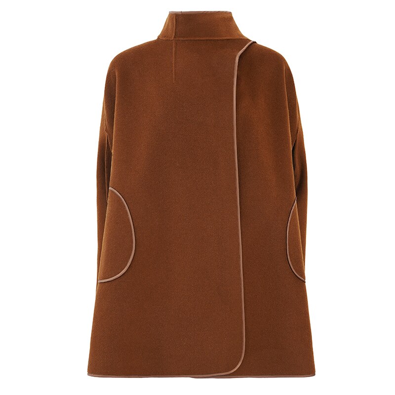 Maison Maryim Cape-Sleeve Wool Poncho Coat