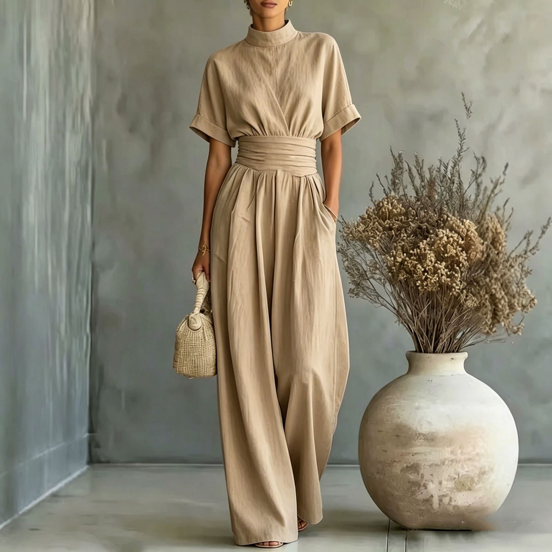 Maison Maryim Wide-Leg Jumpsuit — texture close-up — jumpsuit
