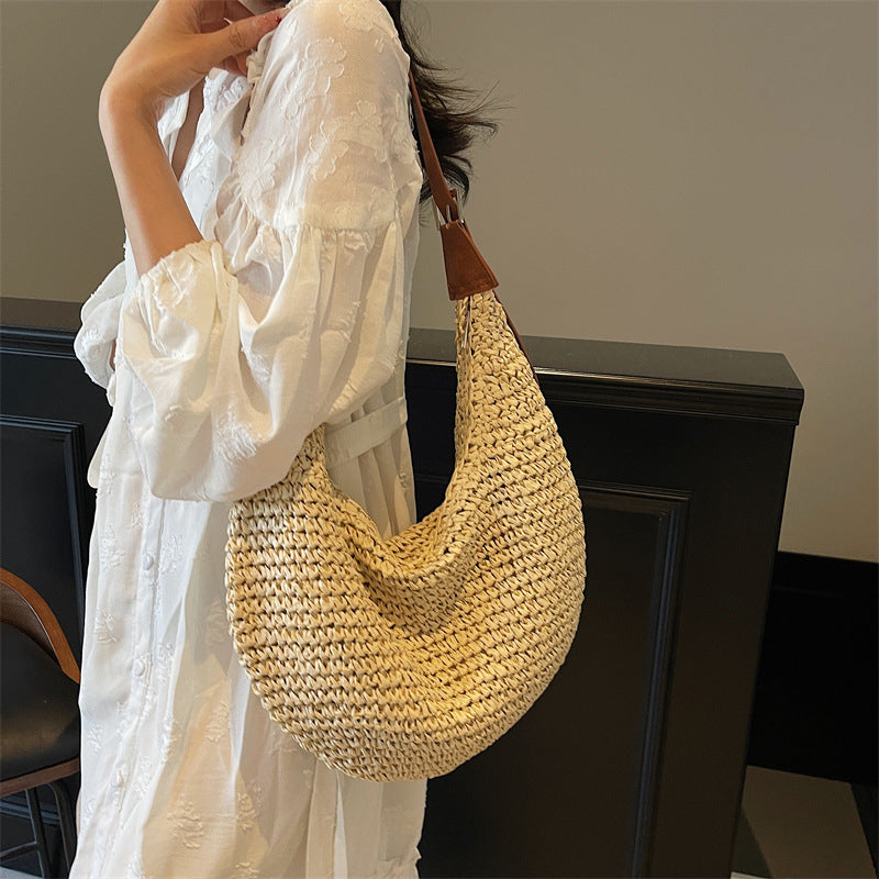Maison Maryim Handwoven Straw Shoulder Bag