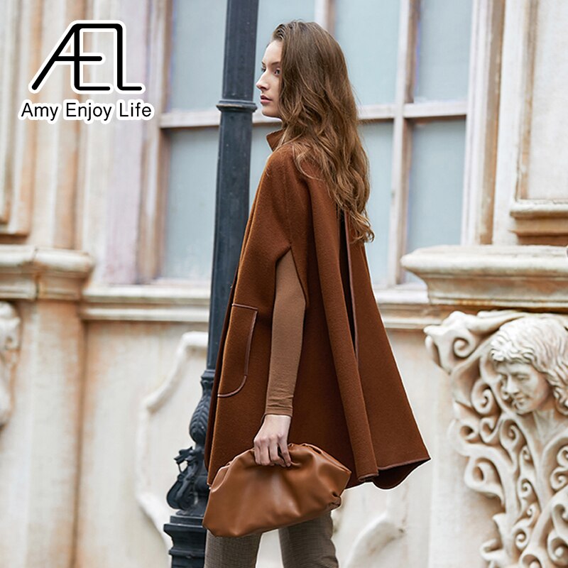 Maison Maryim Cape-Sleeve Wool Poncho Coat