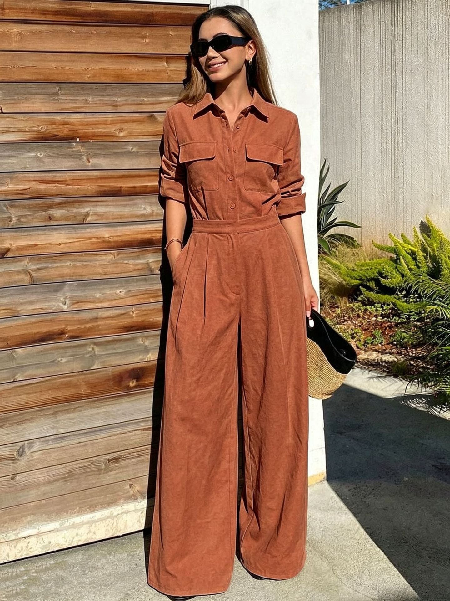 Maison Maryim Collared Utility Jumpsuit — angle view — jumpsuit