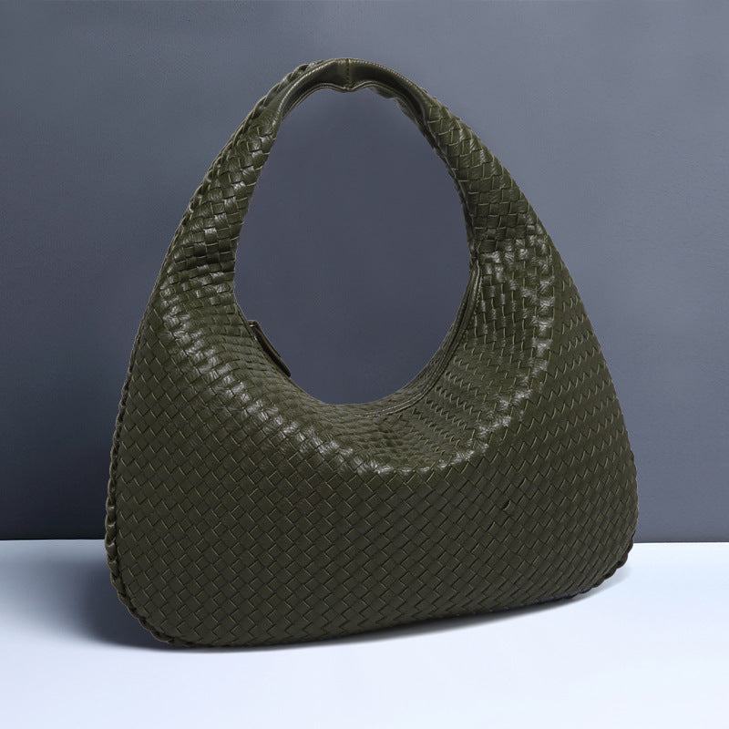Maison Maryim Luxury Crescent Woven Shoulder Bag for Women — back view — handbag