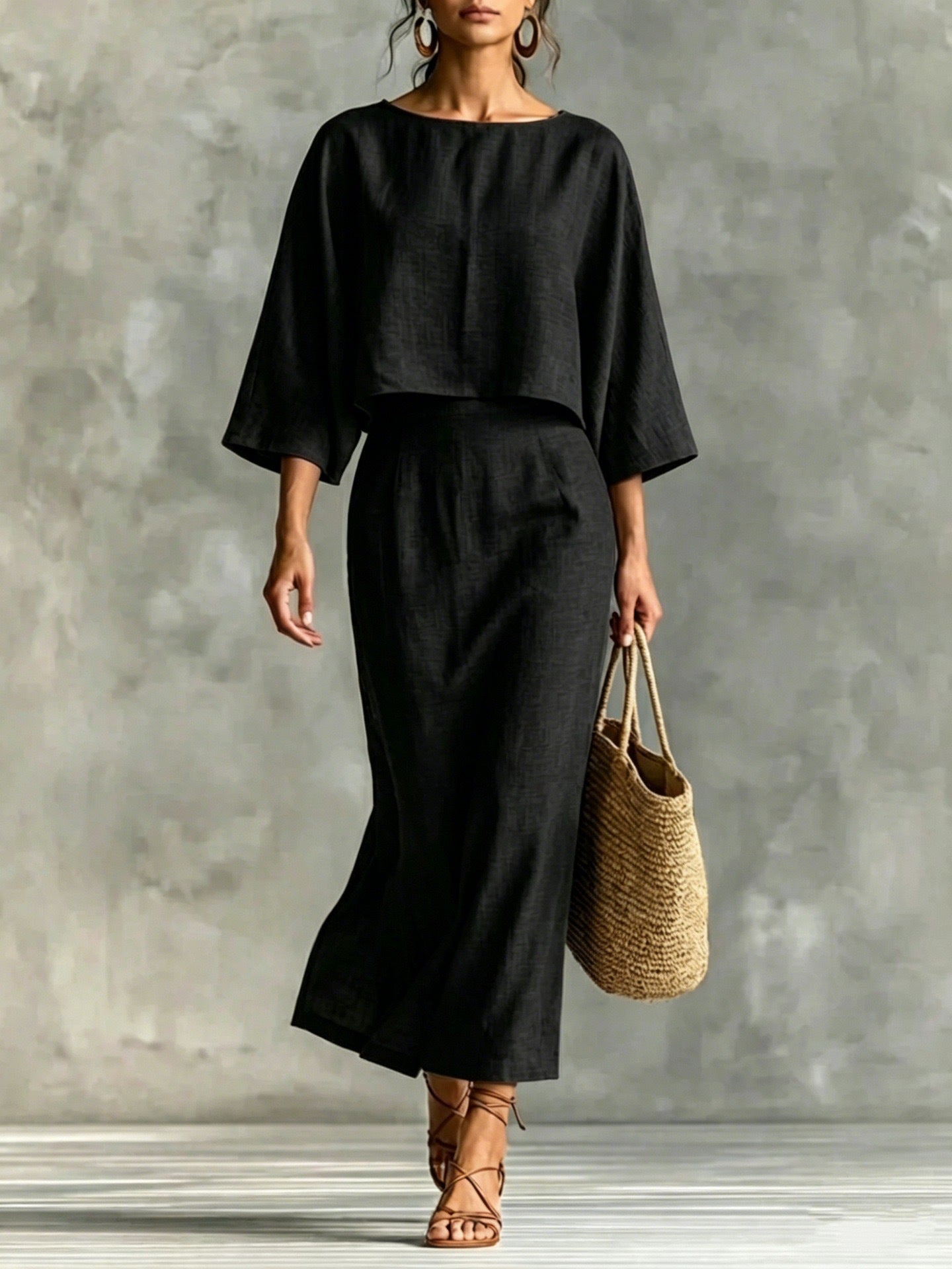 Maison Maryim High-Waist Midi Skirt Two-Piece Set — styled view — two-piece set