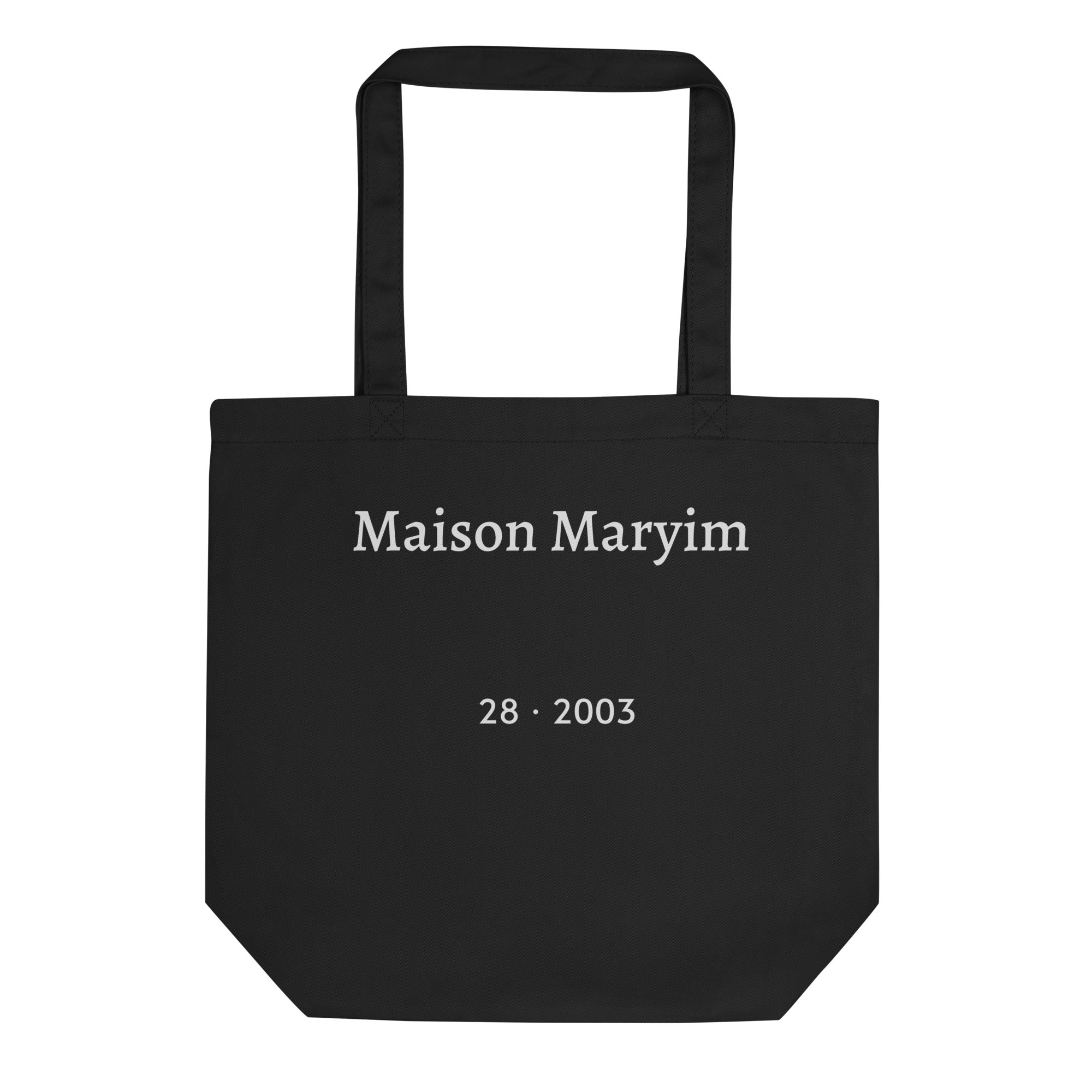 Maison Maryim Spectre Embroidered Tote in Noir — back view with Maison Maryim signature detail
