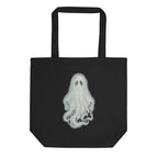 Maison Maryim Spectre Embroidered Tote in Noir — front view with hand-embroidered ghost silhouette on black canvas
